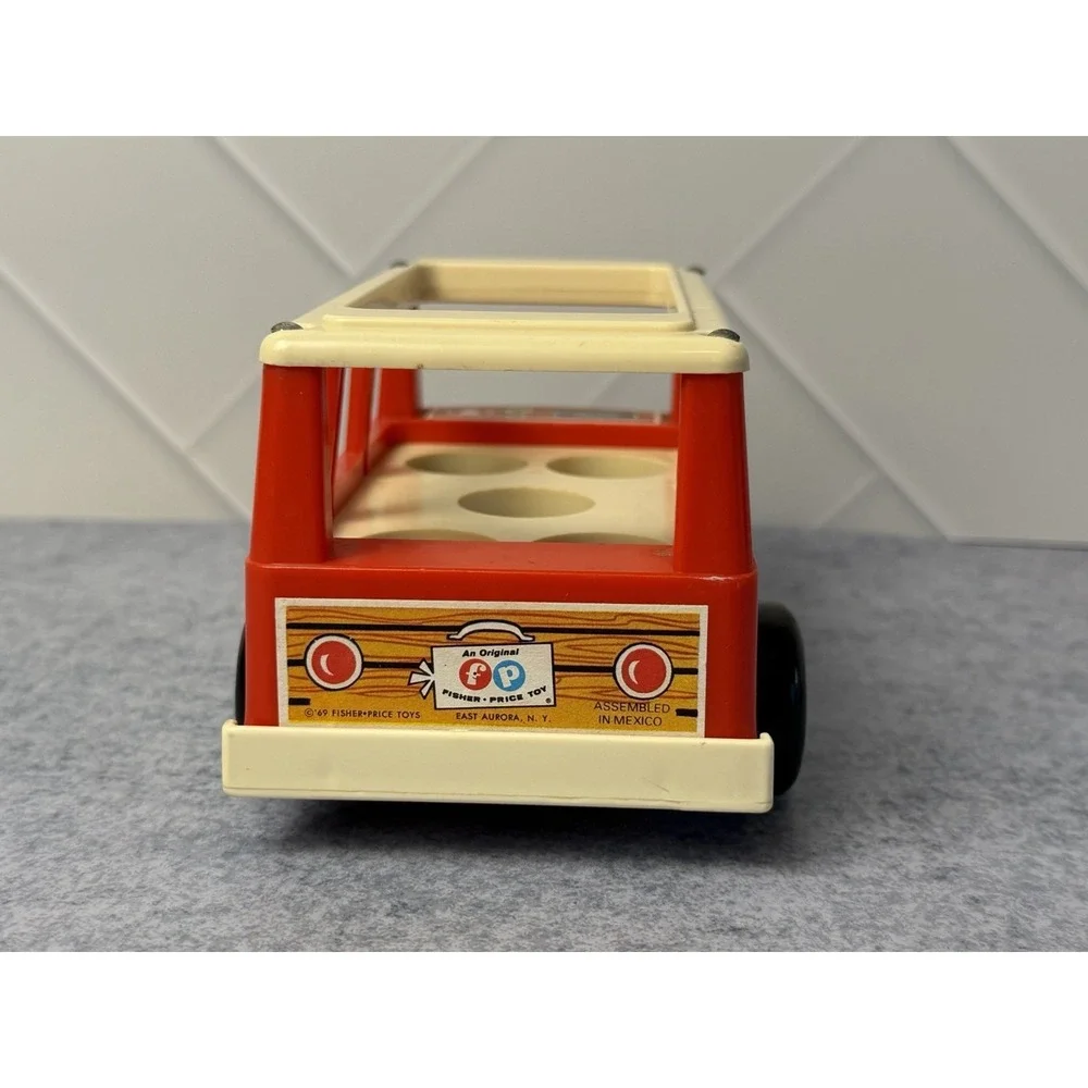 Vintage Fisher Price Little People Mini Bus Red Toy Vehicle FP-141 1969